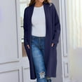 thumbnail image 5 of Baberdicy Cardigan Sweater Women's Autumn and Winter Solid Color Fashionable Thin Lapel Long Woolen Coat Casual Cardigan Women's Cardigans Navy, 5 of 7