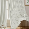 thumbnail image 4 of Uptown Home Ivory Velvet Blackout Window Curtain Panels for Bedroom/Living Room/Office Velour Geometric Embossed Trellis Drapes, Back Tab/Rod Pocket, 52"x95"x2, 4 of 6