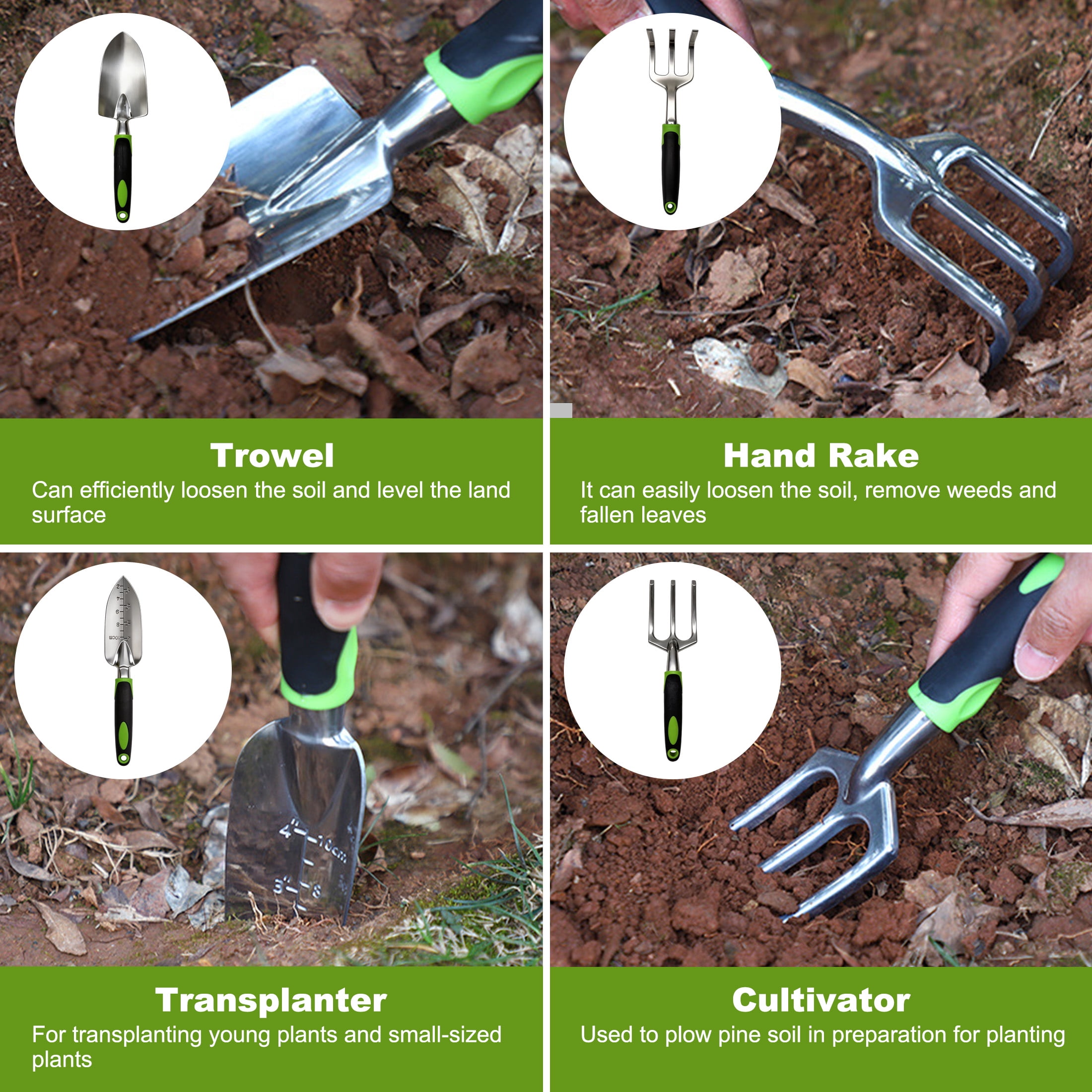 12 Piece Garden Tool Set, Heavy Duty Stainless Steel Gardening Tools with Ergonomic Handles, Canvas Tote Bag & Gloves for Planting, Pruning, Weeding, Garden Gifts Supplies