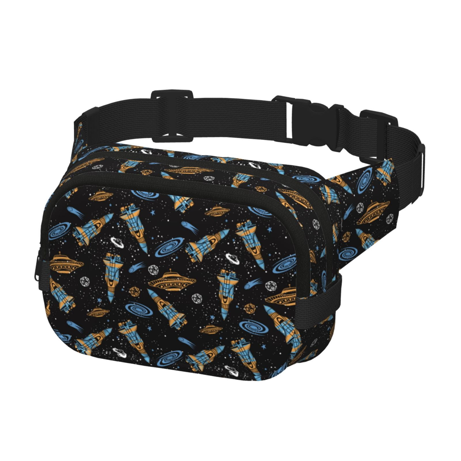 Hirioo Space Rocket for Double Layer Waist Bag Adjustable Fanny Pack For Travel Running Hiking