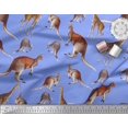 thumbnail image 3 of Soimoi Blue Poly Georgette Fabric Kangaroo & Giraffe Animal Print Fabric by Yard 42 Inch Wide, 3 of 3
