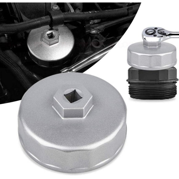 Oil Filter Wrench 74mm, 14 Flute Oil Filter Wrench Compatible with Mercedes-Benz Porsche Sprinter Volkswagen Audi Mazda and More-Silver Aluminum Oil Filter Tool