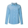 thumbnail image 4 of 2026 ! JINMGG Fall Long Sleeve Shirts for Women Fashion Women Casual Pockets Solid Turn-Down Neck Cardigan Long Sleeve Loose T-Shirt Autumn Blouse Button Tops Light Blue XXL, 4 of 5