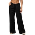thumbnail image 2 of ZHYou No Boundarie Comfy Sweatpants for Women Flare Cute Baggy Fit Casual Drawstring Elastic Waist Joggers with Pockets,Black,Size L, 2 of 6