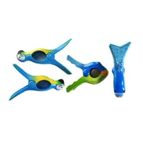 2 Set (4 Ct) Blue Parrot / Bubble Fish Beach Towel Clips Jumbo Size for Beach Chair, Cruise Beach Patio, Pool Accessories for Chairs, Household Clip, Baby Stroller