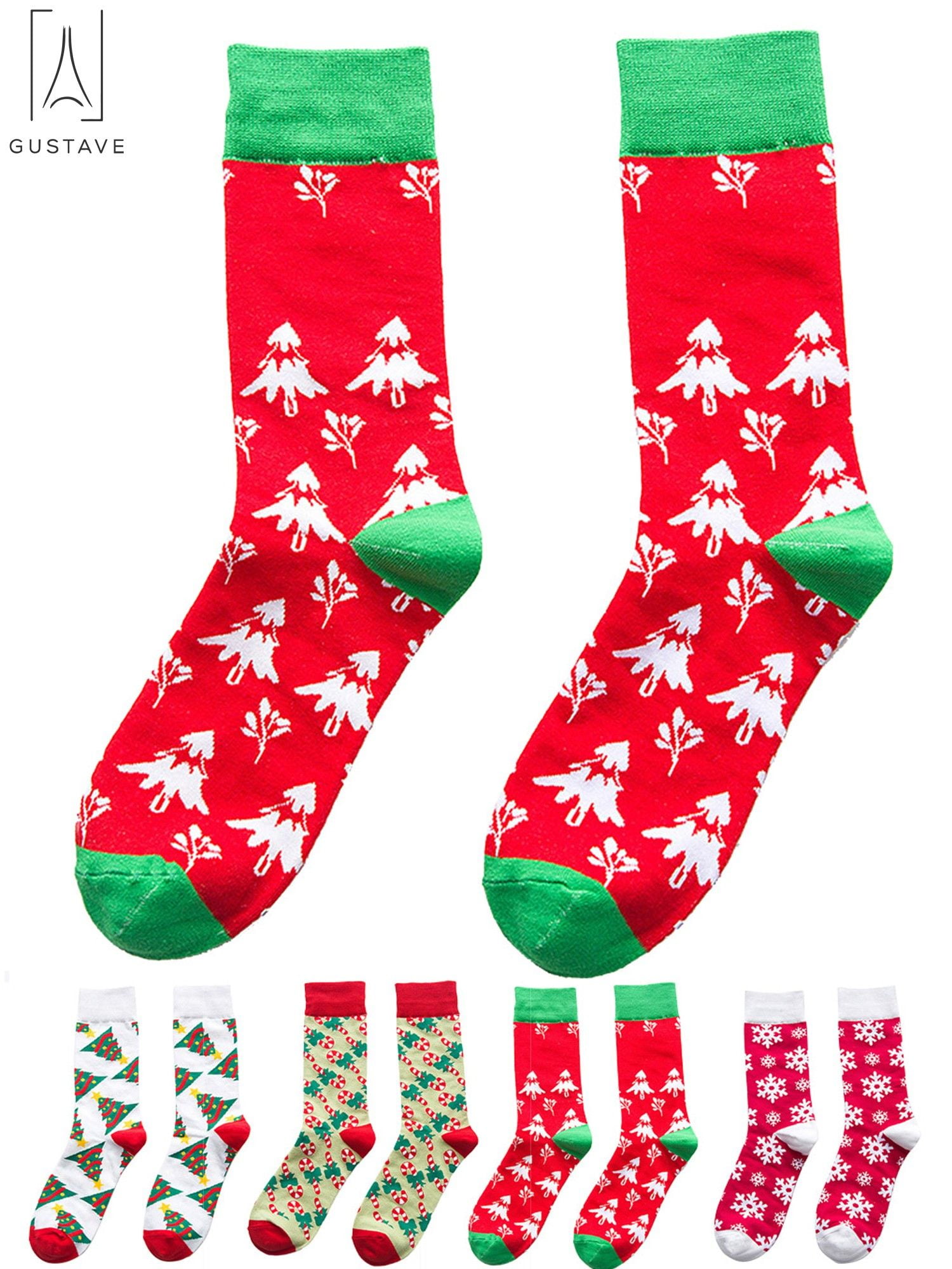 GustaveDesign Christmas Holiday Socks, Fabric Crew Socks. Warm Winter ...
