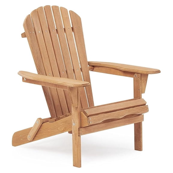 Wooden Folding Adirondack Chair, Half Pre-Assembled Wood Patio Lounge Chair for Outdoor Garden Backyard Porch Pool Deck Firepit