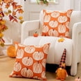 thumbnail image 2 of Fall Pillow Covers 18x18 inch Set of 2 Fall Decoration White Thick Lines Pumpkin Decor Orange Autumn Outdoor Pillow Cover Thanksgiving Decoration for Home Couch 118C, 2 of 6