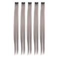 thumbnail image 3 of 5 extensiones de cabello liso con clip, color brillante, 21,65 pulgadas, para cosplay y fiesta, color gris., 3 of 14