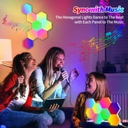 8 pack Hexagon Wall Lights - Smart RGB Hexagonal LED Panels APP Controlled with Music Sync, Honeycomb Design, for Gaming, Bedroom, Kids Room Decor
