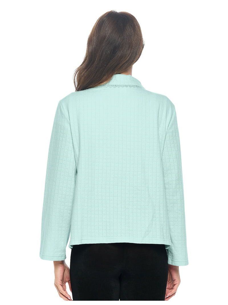 Slumber Hut Ladies Embossed Button Bed Jacket - Soft Coral Fleece, Sizes 10-24 UK (Deep Rose Or Navy)
