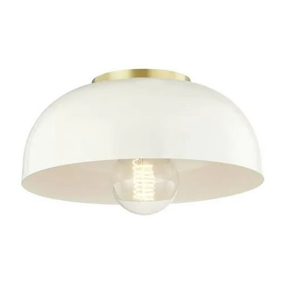 Open Box Mitzi Avery H199501L-AGB/CR Single Light 11" Wide Semi-Flush Aged Brass/Cream Ceiling Fixture
