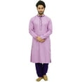 thumbnail image 2 of Atasi Men's Purple Kurta Pyjama Set Long Cotton Tunic Shirt Ethnic Wear-XX-Large, 2 of 7