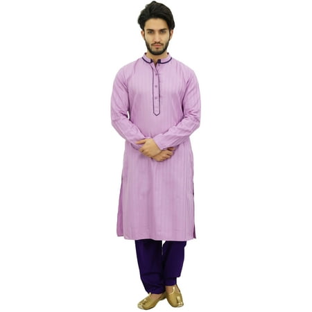 

Atasi Men s Purple Kurta Pyjama Set Long Cotton Tunic Shirt Ethnic Wear-Small