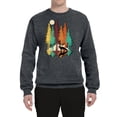 thumbnail image 2 of Trippy California Redwoods Forest Fox Silhouette | Mens Fashion Crewneck Graphic Sweatshirt, Charcoal, X-Large, 2 of 4