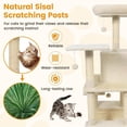 thumbnail image 5 of Pefilos 58" Multi-Level Cat Tree, Soft Plush & Padded Top Perch, Condo & Sisal Scratching Posts, Beige, 5 of 7