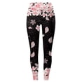 thumbnail image 4 of Bibifish Women's Graphic Yoga Pants Cherry Blossom Print Elastic Waist Tummy Control Yoga Pants Soft Spring Picnic Elegant Leggings, 4 of 4