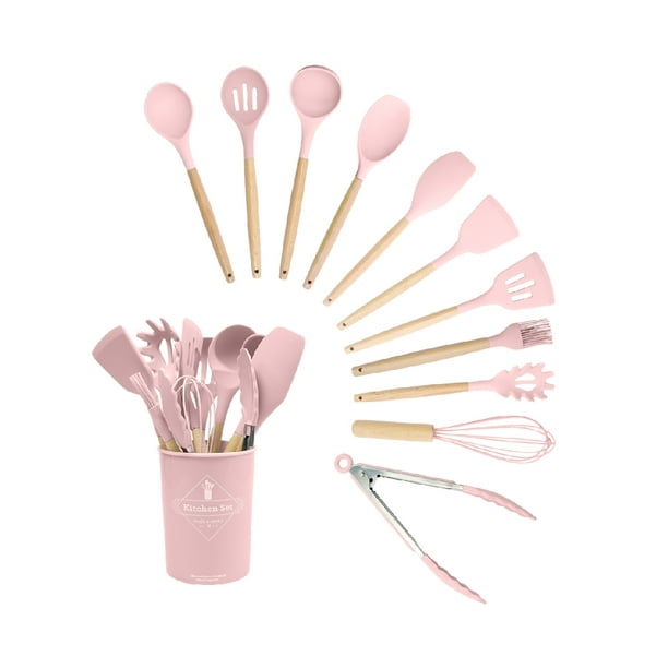 Set 11 Utensilios Cocina Hechos De Bambú Con Punta Silicona Ecowood Set Utensilios