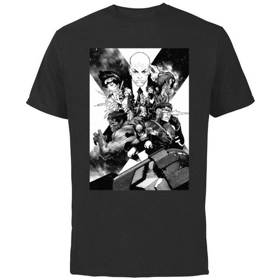 Marvel X-Men Mutant Super Heroes Black and White - Short Sleeve Cotton T-Shirt for Adults - Customized-Black