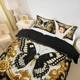 thumbnail image 2 of Manfei Wild Butterfly Duvet Cover Queen for Girls, Vintage Damask Bedding Sets Queen Size, Gold Rose Flower Comforter Cover Queen, Microfiber Bedroom Decor, Zipper Closure and Reversible 3 Pieces, 2 of 6