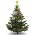 thumbnail image 4 of Paquete de 2 colgantes de Navidad Meskcv adorno personalizado con nombre delantal de cocina 3 miembros, 4 of 5
