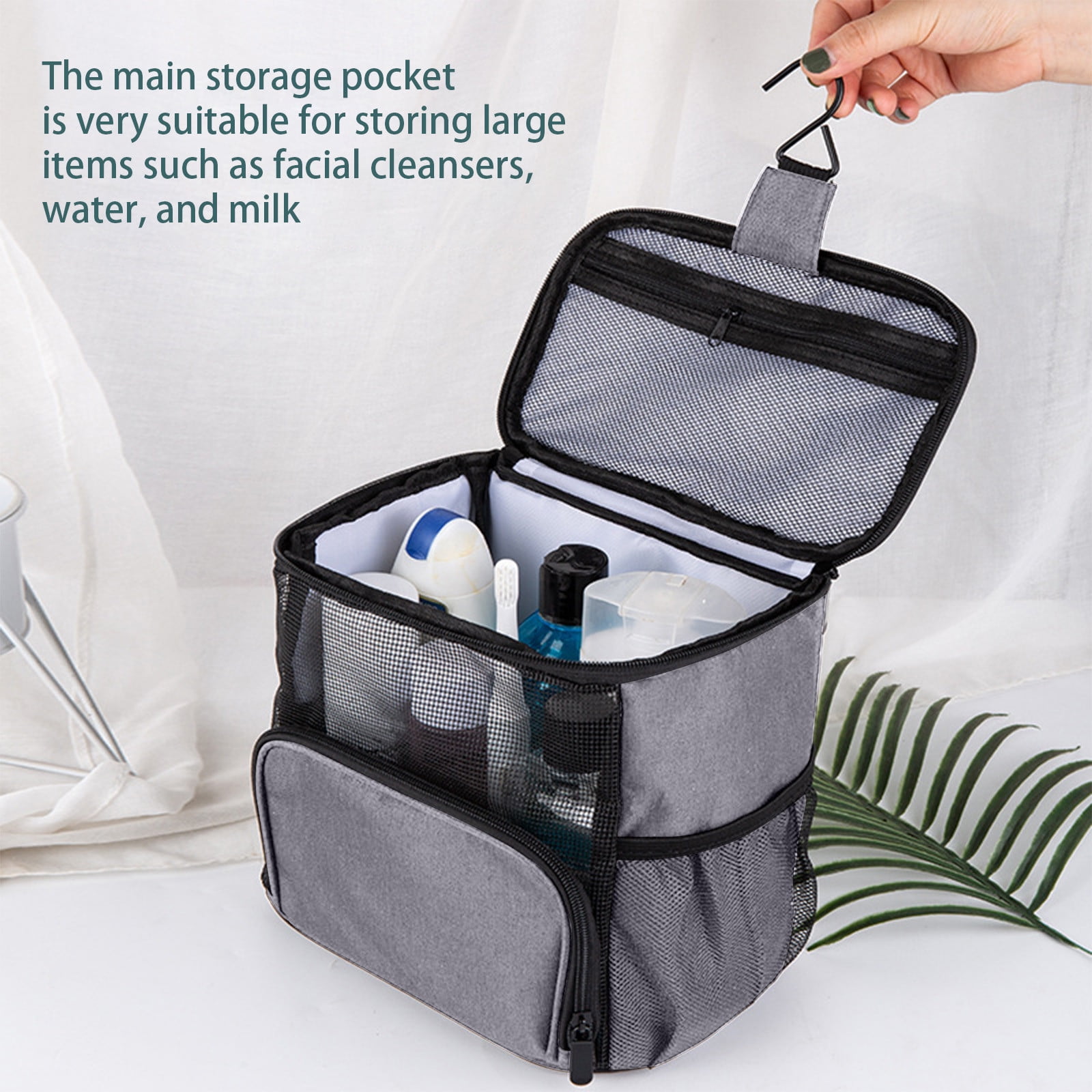 Mefallenssiah Shower Bag Mesh Shower Caddy Portable tote Bag for Bathroom Gym Travel Camping Quick Dry Hanging Shower Organizer Basket toiletry Bag Black Gray Walmart