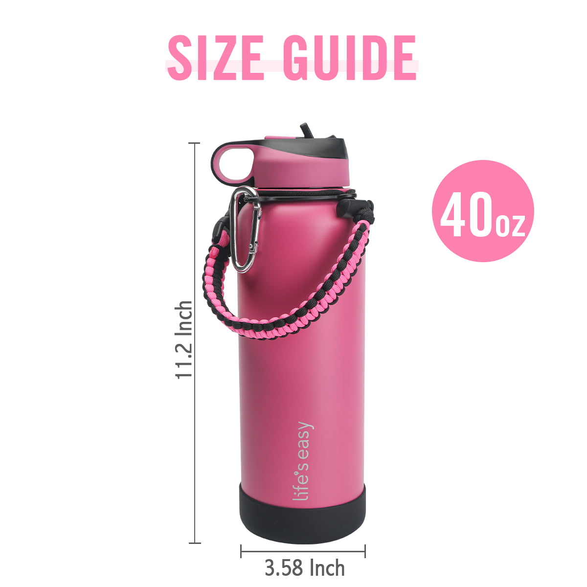 Daisy Macrame Handle for Hydro Flask 1.0，Iron Flask Wide Mouth Water  Bottles (12 to 40oz), Carabiner Carrier Accessories, Plus a Protective  Silicone