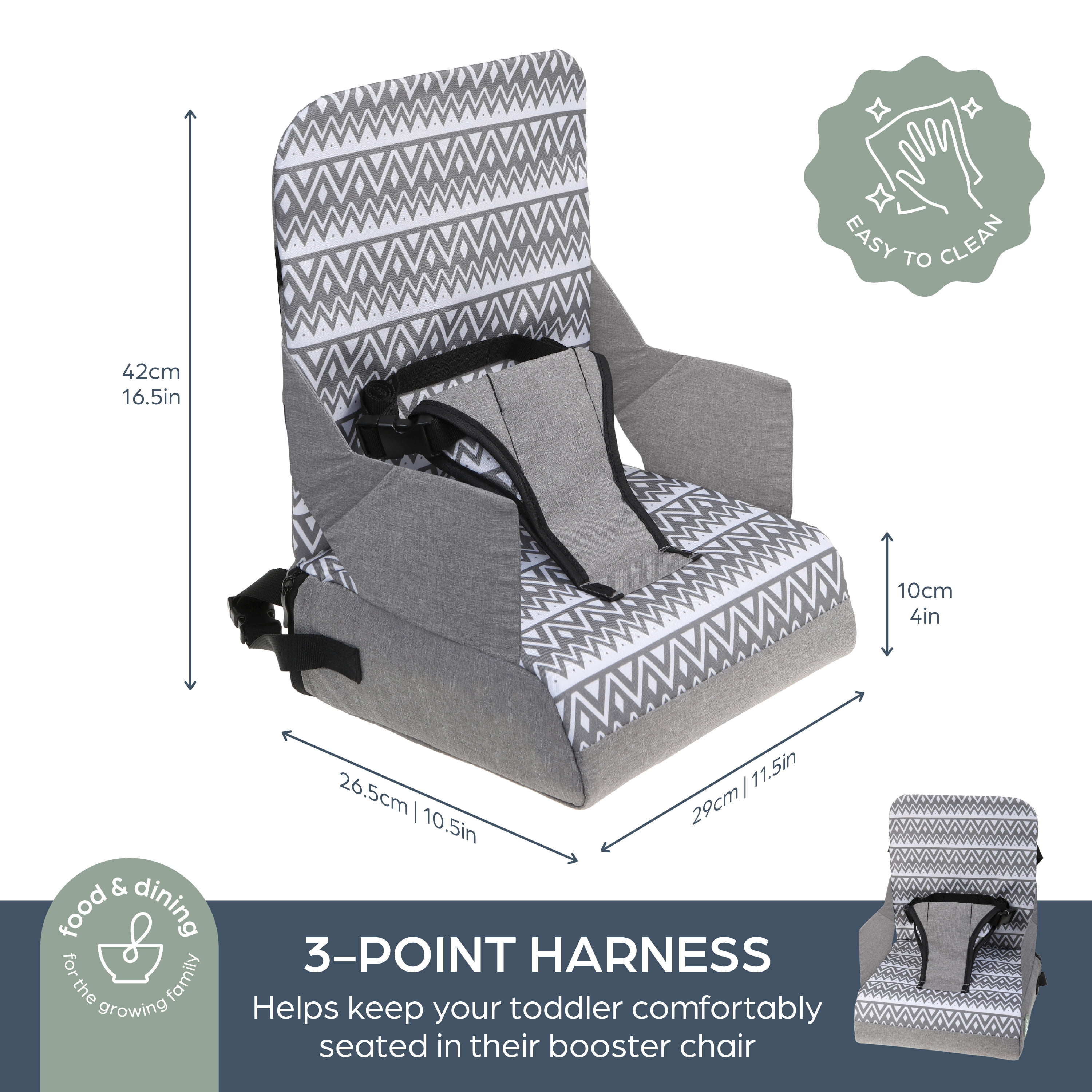Dreambaby Grab ‘N Go Travel Booster Seat – Portable Toddler High Chair for Dining (6M-3Y) with Storage & Shoulder Strap