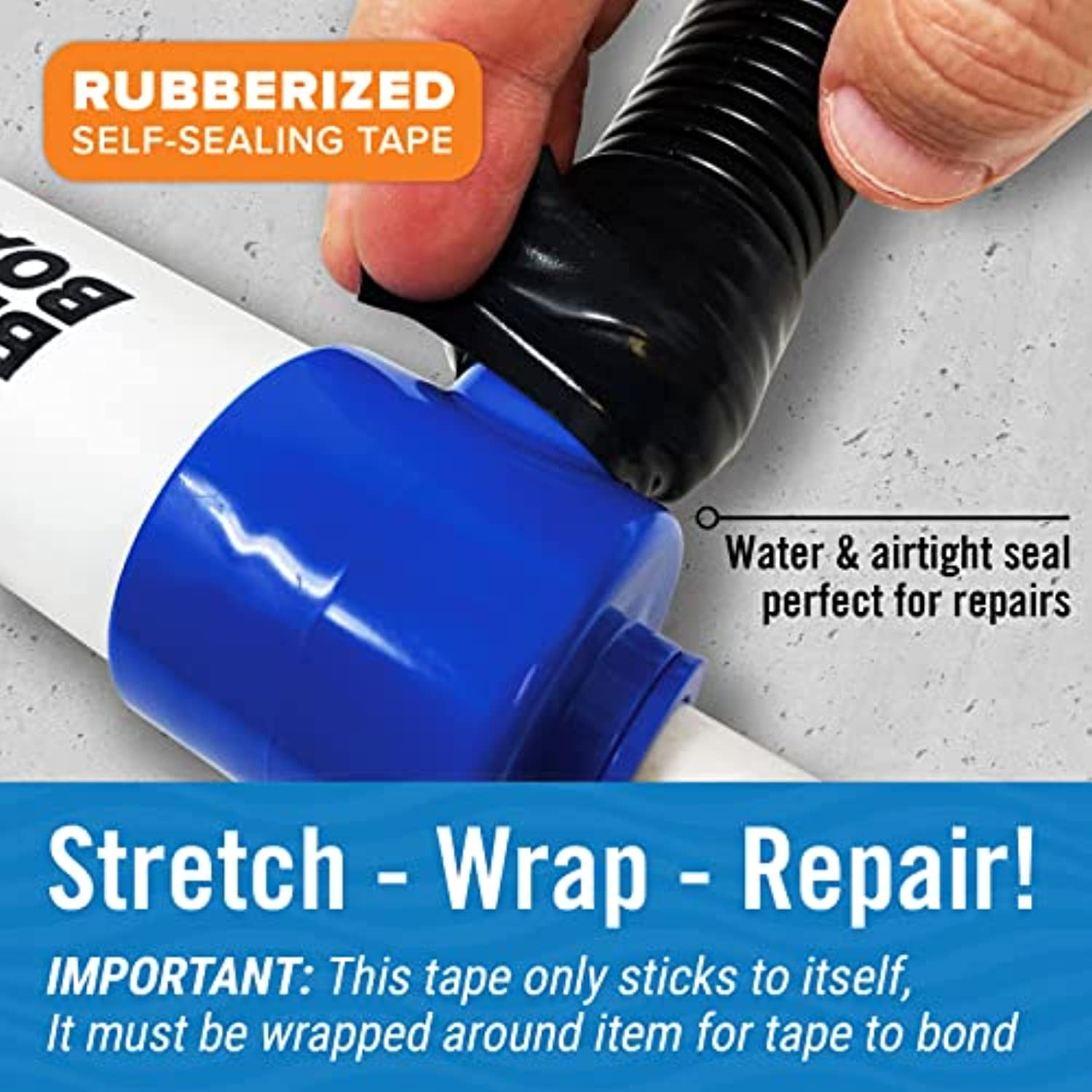 QWORK Fiberglass Repair Wrap, 4 x 15' PVC Pipe Repair Flexible Waterproof Sealing Tape, Quick Curing Repair Winding Tape for Water Pipe Exhaust