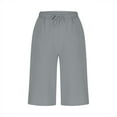thumbnail image 4 of Bloomae Women's Plus Size Capri Culottes Pants Drawstring Elastic High Waisted Wide Leg Palazzo Trousers with Pockets for Summer Casual Wear Gray XL, 4 of 6
