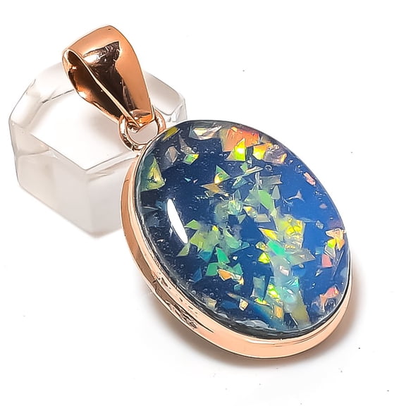 Natural Black Tourmaline Gemstone Handmade Copper Jewelry Pendant 1.97"