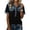 Black |#2, variant on Denim Tops for Women Lapel Western Short Sleeve Sweatshirts with Denim Collar Button Up Casual Patchwork 2026 Tops (Black,2XL)