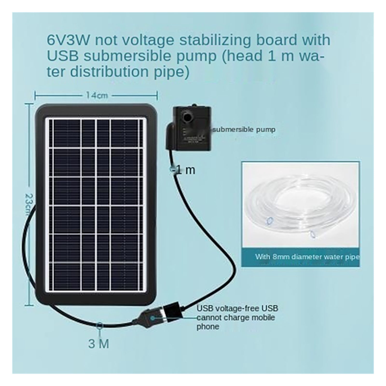 Aquarium Solar Water Pump 12V Hydroponics Filter Aeration Fish Tank Rockery Water Pumping Submersible Pump Pond Fountain Outdoor - 6V3W SET_F