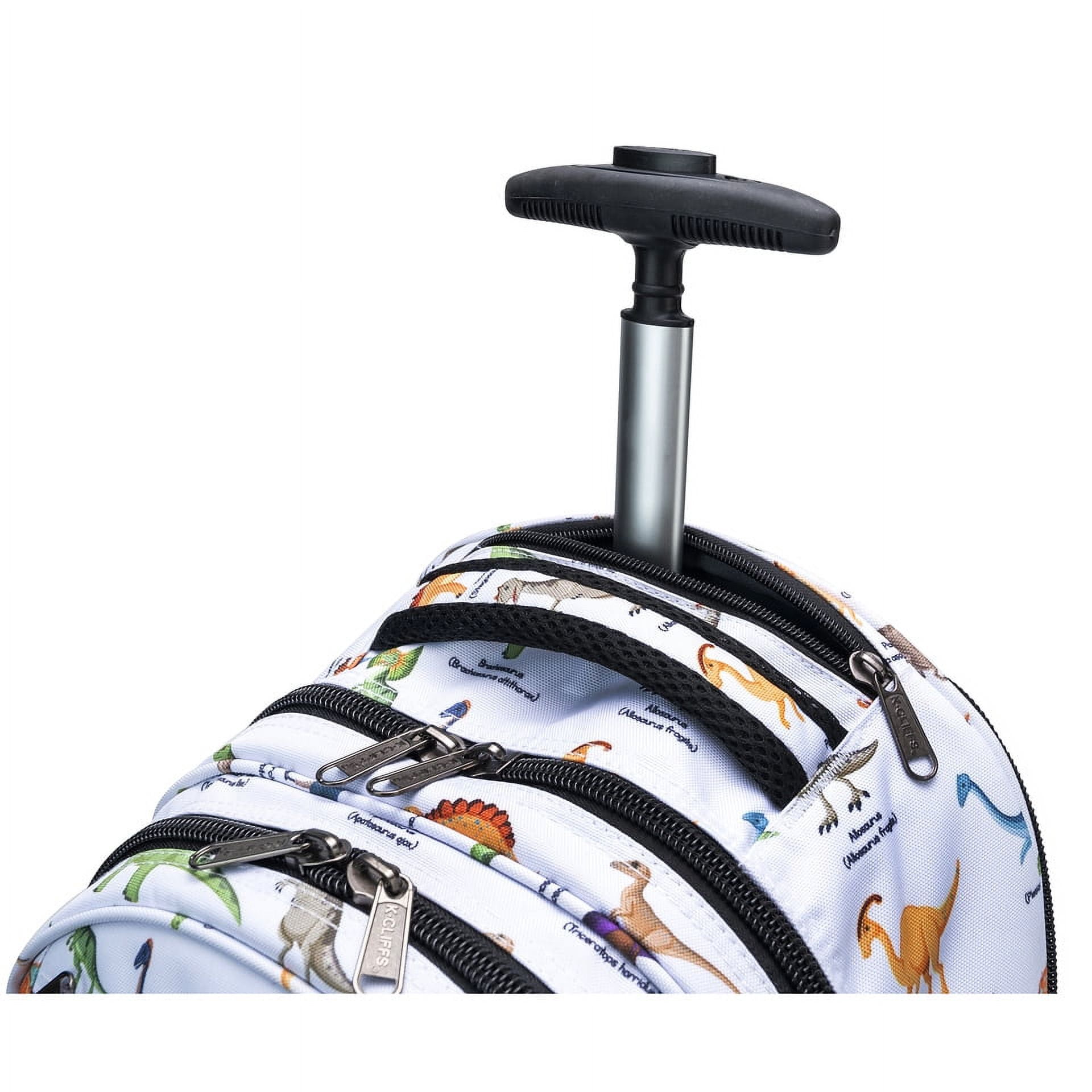 K-Cliffs Unisex 18" Dinosaur Heavy Duty Rolling School Backpack, Teen-Adult