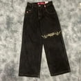 thumbnail image 1 of Pantalones vaqueros Retro con estampado de calavera bordado JNCO, pantalones vaqueros holgados Harajuku Hip Hop, pantalones vaqueros góticos para hombres y mujeres, pantalones anchos de cintura alta, 1 of 5