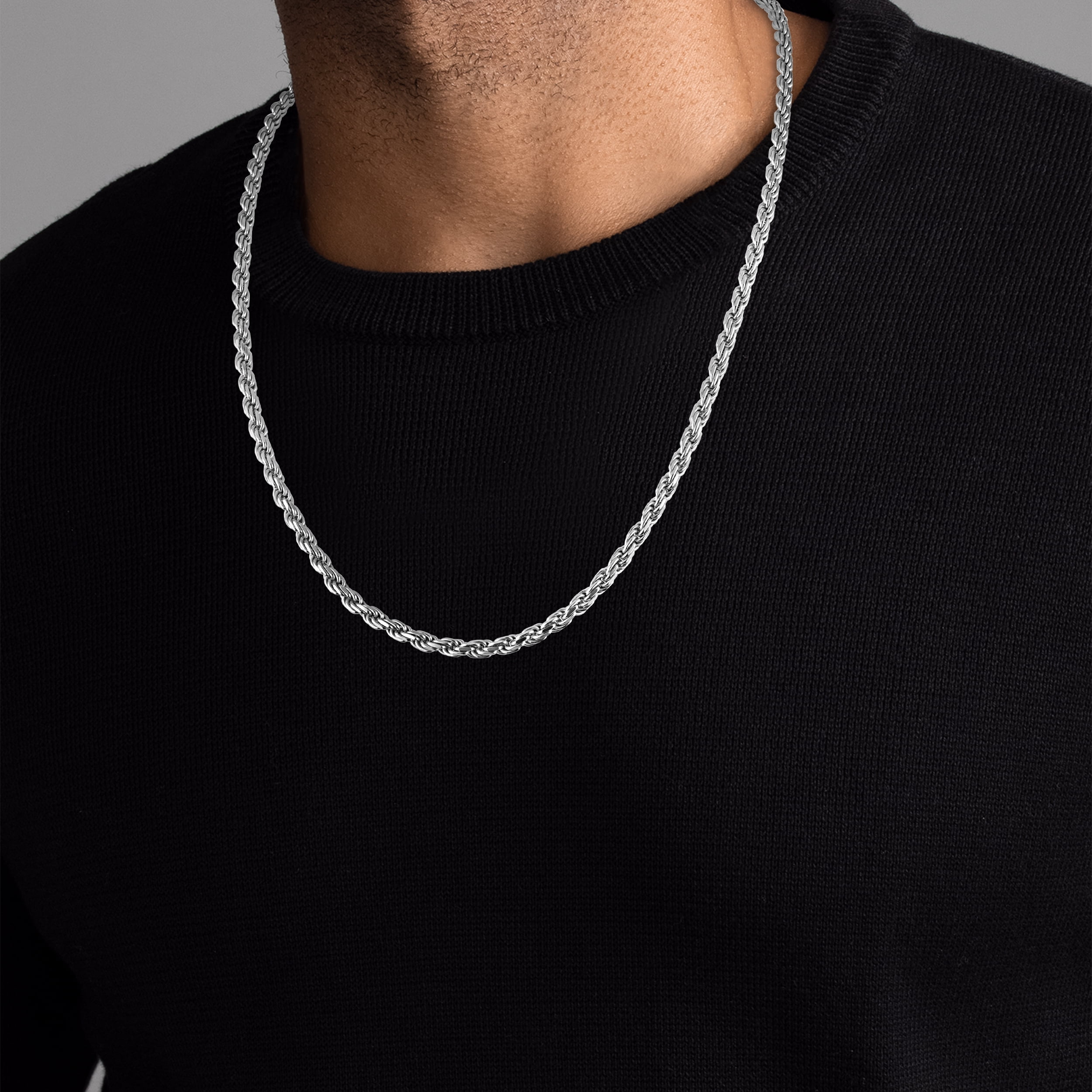 Brilliance Fine Jewelry Italian Sterling Silver 3.8mm Rope Chain Necklace, 22"