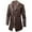 Brown, variant on Mid Length Leather Jacket Business Casual Winter Coat With Thick And Oversized Notch Lapel