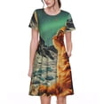 thumbnail image 1 of Balery Space Adventurer Cat Vestidos sueltos de manga corta para mujer, vestidos de verano 2025, vestidos casuales de corte A con vuelo., 1 of 6