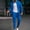 Blue, variant on SDNall Man Fashion Leisure Solid Color Pocket Zipper Long Sleeved Trousers Suit