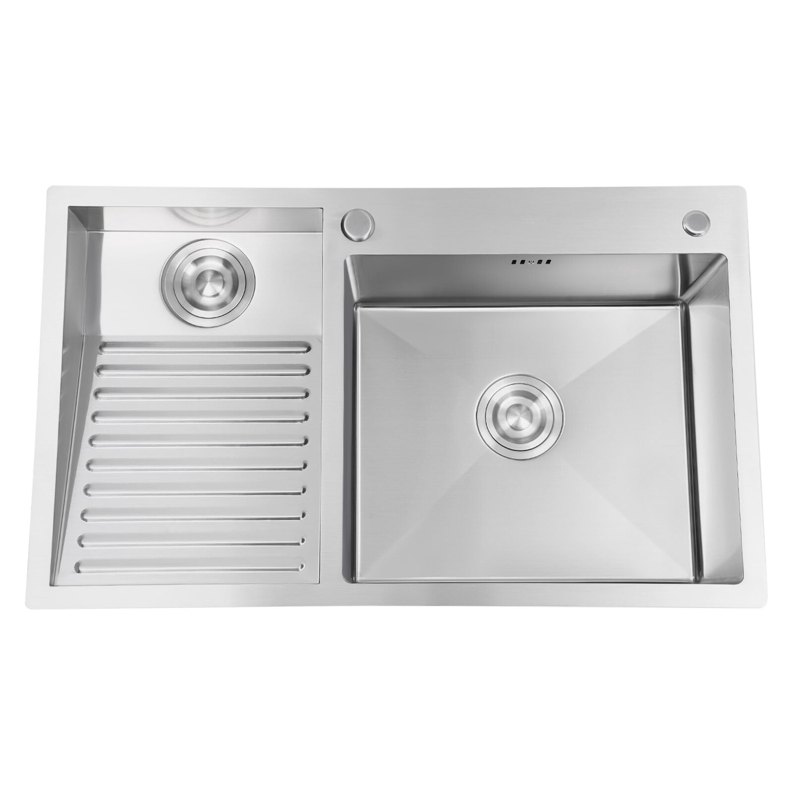 Miumaeov 2 Basins Laundry Sink Stainless Steel Undermount Utility Sink With Washboard 80*48cm