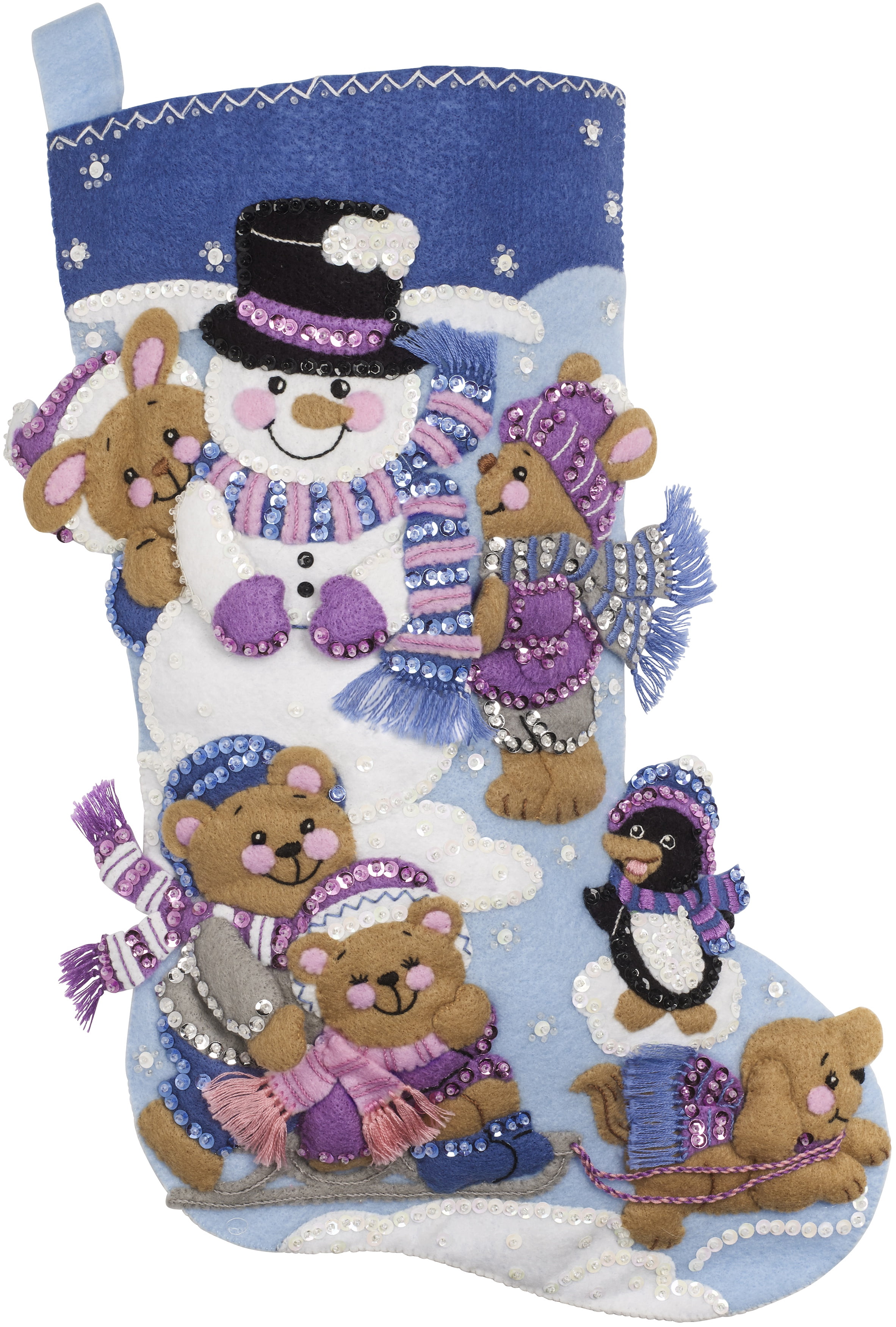 Bucilla Felt Applique DIY Holiday Stocking Kit, Playing in the Sun, 18"
