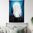 thumbnail image 4 of Halloween Tapestry, Spooky Concept with Scary Icons Old Celtic Harvest Figures in Dark Image Holiday Print, Wall Hanging for Bedroom Living Room Dorm Decor, 40W X 60L Inches, Blue, by Ambesonne, 4 of 5