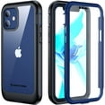 thumbnail image 2 of Compatible with iPhone 12/12 Pro Case, Full Body Ultra Protective Case with Built-in Clear Anti-Scratch Screen Protector Transparent Full Cover Designed for iPhone 12/12 Pro - Navy Blue, 2 of 8
