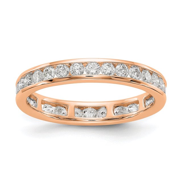 Diamond2Deal 14K Rose Gold Lab Grown Diamond 1ct Channel Set Eternity Band for Women Size 7