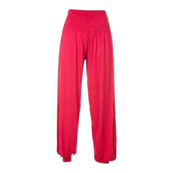 RQYYD Women's Modal Sports Dance Yoga Harem Pants Flare Loose Baggy Wide Leg Lounge Pajama Bottoms(Wine,XL)