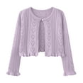 thumbnail image 2 of yillto Little Girls Long Sleeve Cardigan Round Neck Ribbed Knitted Kids Girl Lightweight Coat, 2 of 7