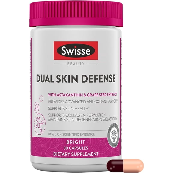 Swisse Dual Skin Defense, Provides Antioxidant Support  & Supports Collagen Formation, 30ct Capsules