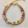 thumbnail image 2 of Goldtone Seed Bead Amethyst Quartz Dual Strand Bracelet, 2 of 2