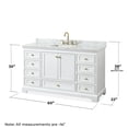 thumbnail image 5 of Wyndham Collection Deborah 60" Wood Single Bathroom Vanity in Gold Trim/White, 5 of 6