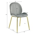 thumbnail image 3 of Costway Set of 2 Velvet Accent Chairs Dining Side Chairs w/Gold Metal Legs Grey, 3 of 11